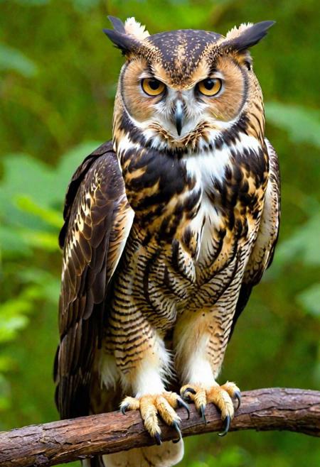Create an ultra-realistic image of a hypothetical creature, a blend of various animal traits to form a unique, imaginative being. This creature should have a detailed and lifelike appearance, showcasing a combination of features such as the majestic wings of an eagle, the sleek body of a panther, and the wise eyes of an owl. Its skin or fur should have a rich texture, reflecting a natural environment, perhaps with patterns or colors that suggest camouflage or display. The creature's pose and expression should convey its character, whether it's cunning, noble, or mystical. The setting should complement the creature, perhaps a lush, fantastical forest or a rugged, unexplored wilderness. The focus should be on the intricate details of the creature's anatomy and the interplay of its combined traits, creating a believable yet fantastical entity