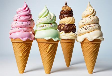 Photo Surrealistic, I scream. You scream. We all scream for ice cream! Celebrating everyone’s favorite frozen treat - whether it’s soft serve, stacked scoops, or something totally surreal., hyperrealistic, accurate, refined, defined, highly detailed, follow negative prompts,