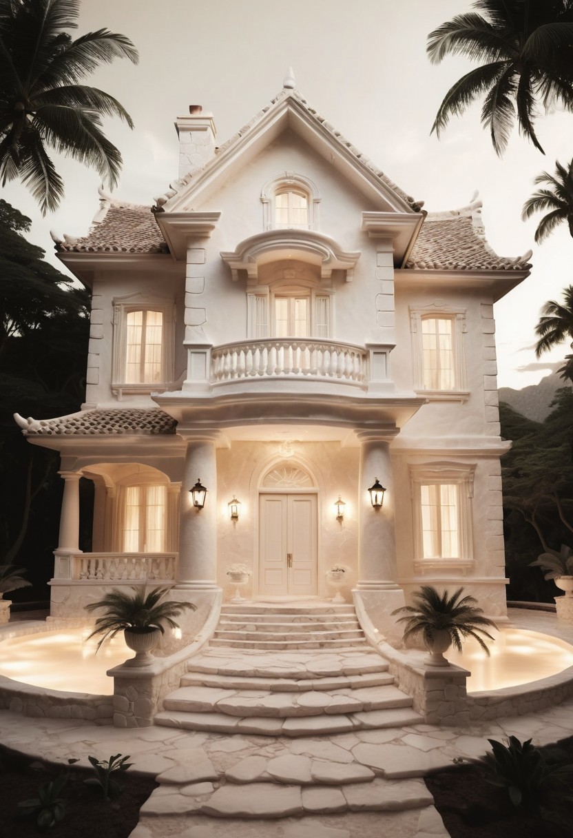 <lora:SDXLFaeTastic2400:0.5>, white stone house,house of pure light,glowing stone ,glowing white,White House,fantasy ,Sepia filter, luxury, cinematic, positive emotional, hkmagic, glowing, just white shades,