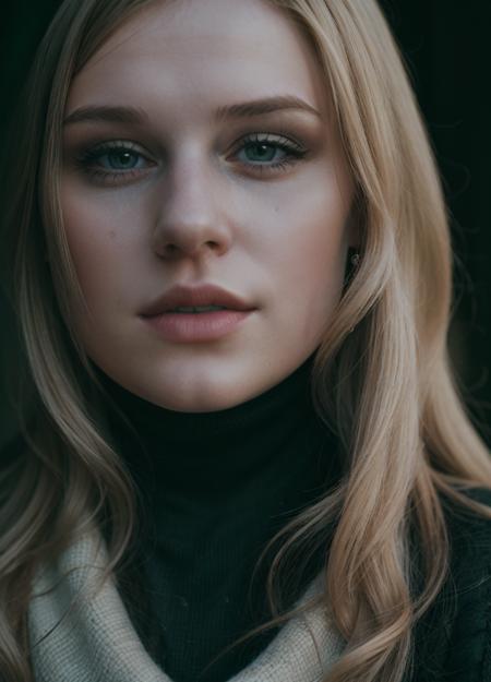 A stunning intricate full color portrait of (jsdph woman:1.0) wearing a black turtleneck, epic character composition, by ilya kuvshinov, alessio albi, nina masic, sharp focus, natural lighting, subsurface scattering, f2, 35mm, film grain, <lora:JessicaDunphyDogu:1>