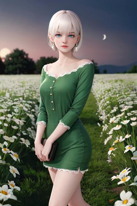 <lora:doa_luna:0.8> luna, night, field, green dress