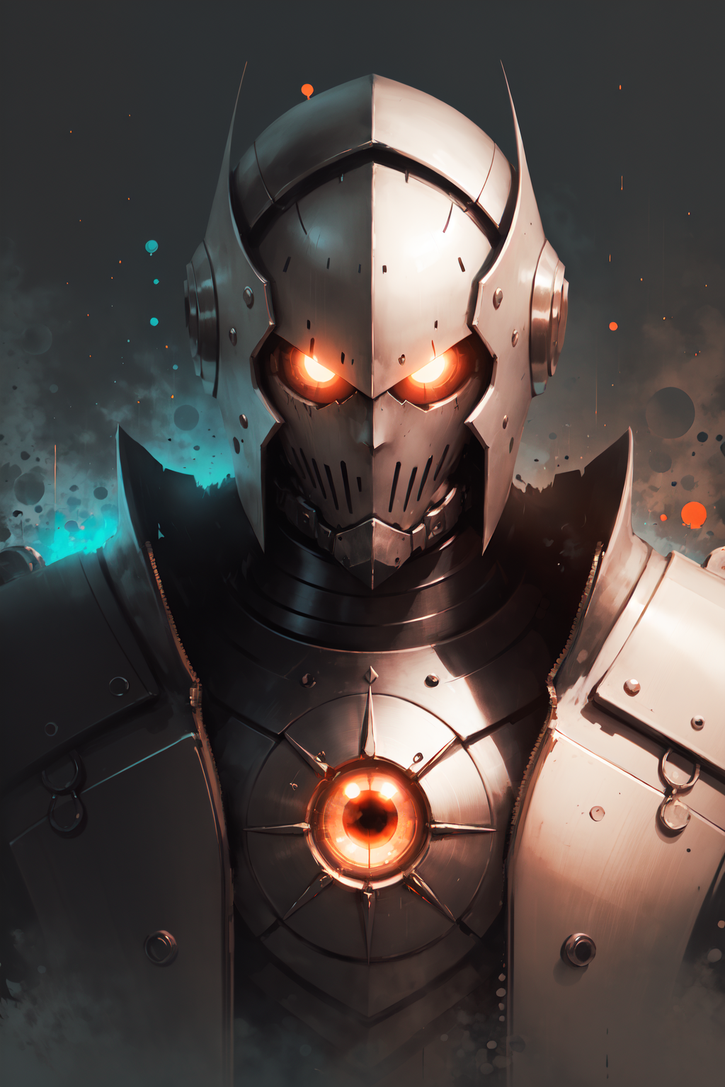 <lora:Sy3:0.7> close up, portrait, knight,  male wearing demonic ornament armor, glowing eyes, sy3 art style