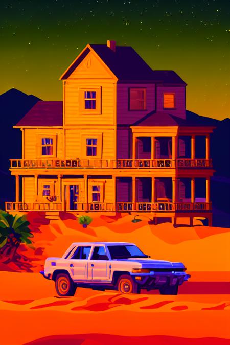 <lora:S1-Kurzgesagt_Dreamlike-000008:1>,
wildland,sand,yellow background,house,car,dusk
vector art, Kurzgesagt, sharp focus, (HDR), (8k), (gigapixel), ((masterpiece))