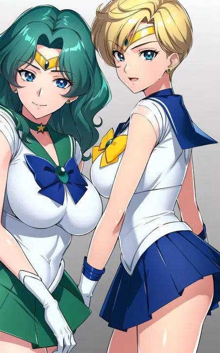 Haruka Tenou and Michiru Kaiou ( Sailor Uranus and Sailor Neptune Fanart ) - Sailor Moon