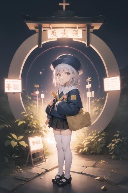 hakase, school hat, kindergarten uniform, jacket, pleated skirt, knee highs, white legwear, mary janes hakase, female child