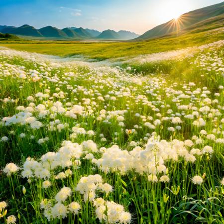 8k, UHD, beautiful background, no humans, (white bright:1.6), grasslands, Higanbana are blooming all over, flower, bloom <lora:higanbanaXL:1>