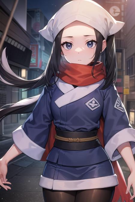 pokemonakari, <lyco:pokemonakari-lyco-nochekaiser:1>,
pokemonakari, black hair, (grey eyes:1.5), long hair, ponytail, sidelocks, (small breasts:1.2),
BREAK black pantyhose, black undershirt, brown footwear, head scarf, jacket, loose socks, pantyhose, red scarf, sash, scarf, shoes, socks, white headwear, white pantyhose,
BREAK looking at viewer, (full body:1.2), upper body,
BREAK outdoors, city, sky,
BREAK <lyco:GoodHands-beta2:1>, (masterpiece:1.2), best quality, high resolution, unity 8k wallpaper, (illustration:0.8), (beautiful detailed eyes:1.6), extremely detailed face, perfect lighting, extremely detailed CG, (perfect hands, perfect anatomy),