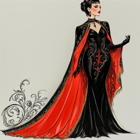 Art Nouveau Fashion illustration SDXL