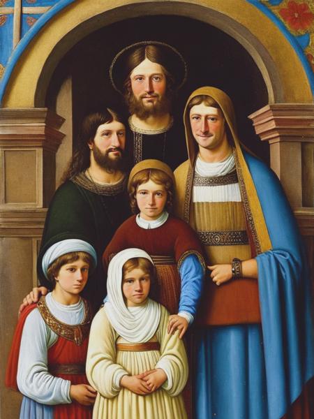 portrait of a medieval peasant family painted by giotto! life style stock image popular no text prompt trend. pinterest contest winner