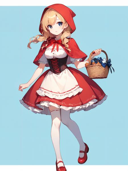 little red riding hood, red dress, basket, skirt, corset