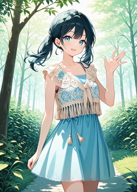 Blue dress with lace vest v1.0