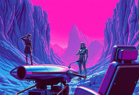 Syd mead , 1970s retrofuturism, chrome and Magenta