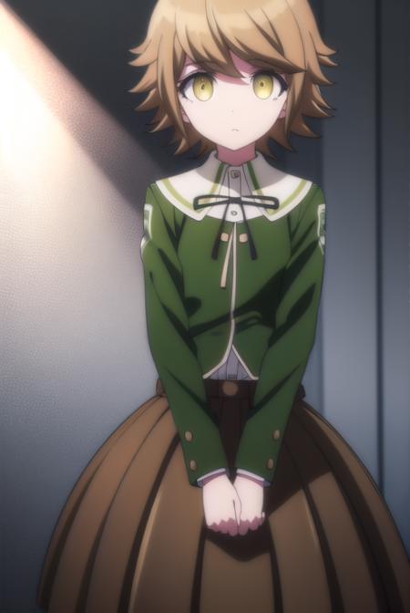 chihirofujisaki, <lora:chihiro fujisaki s1-lora-nochekaiser:1>,
chihiro fujisaki, short hair, bangs, brown hair, (brown eyes:1.3), male focus, otoko no ko,
BREAK skirt, shirt, long sleeves, ribbon, school uniform, jacket, pleated skirt, black ribbon, neck ribbon, brown skirt, green jacket,
BREAK outdoors, classroom,
BREAK looking at viewer, (cowboy shot:1.5),
BREAK <lyco:GoodHands-beta2:1>, (masterpiece:1.2), best quality, high resolution, unity 8k wallpaper, (illustration:0.8), (beautiful detailed eyes:1.6), extremely detailed face, perfect lighting, extremely detailed CG, (perfect hands, perfect anatomy),