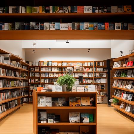 ohwx, library, realistic, bright, wide angle view, spot light, high light, wooden floor, white ceiling, trees, green, plants, the interior of a bookstore with shelves and lights, in the style of white and green, post-minimalist structures, craftcore, large-scale muralist, lively tableaus, subtle, earthy tones, mingei, raw, 4k, 8k, fuji film, super detail