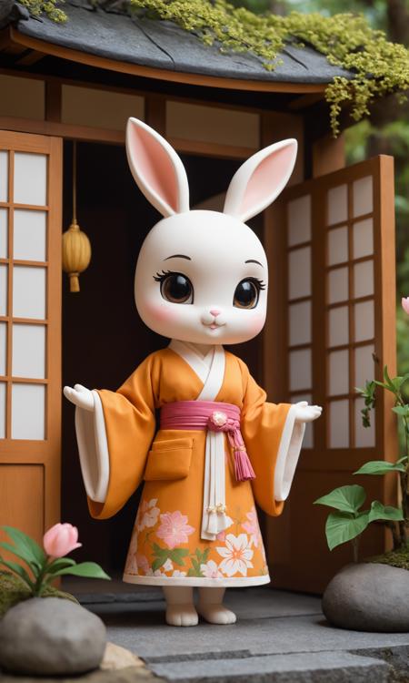 cinematic still A chibi anthro bunny girl monk in a tranquil 1960s dojo, an open door framing a picturesque view of Mount Fuji surrounded by a vibrant flower garden. She wears traditional monk robes with flowing sleeves, striking a graceful and dynamic pose. Her long, floppy bunny ears, big round eyes, and small twitching nose exude charm, while her barefoot stance emphasizes her connection to nature. The serene atmosphere contrasts beautifully with her energetic presence . emotional, harmonious, vignette, 4k epic detailed, shot on kodak, 35mm photo, sharp focus, high budget, cinemascope, moody, epic, gorgeous, film grain, grainy, (masterpiece), (best quality), (ultra-detailed), A chibi anthro bunny girl monk in a tranquil 1960s dojo, an open door framing a picturesque view of Mount Fuji surrounded by a vibrant flower garden. She wears traditional monk robes with flowing sleeves, striking a graceful and dynamic pose. Her long, floppy bunny ears, big round eyes, and small twitching nose exude charm, while her barefoot stance emphasizes her connection to nature. The serene atmosphere contrasts beautifully with her energetic presence, illustration, disheveled hair, detailed eyes, perfect composition, moist skin, intricate details, earrings, pixel-art A chibi anthro bunny girl monk in a tranquil 1960s dojo, an open door framing a picturesque view of Mount Fuji surrounded by a vibrant flower garden. She wears traditional monk robes with flowing sleeves, striking a graceful and dynamic pose. Her long, floppy bunny ears, big round eyes, and small twitching nose exude charm, while her barefoot stance emphasizes her connection to nature. The serene atmosphere contrasts beautifully with her energetic presence . low-res, blocky, pixel art style, 8-bit graphics, A chibi anthro bunny girl monk in a tranquil 1960s dojo, an open door framing a picturesque view of Mount Fuji surrounded by a vibrant flower garden. She wears traditional monk robes with flowing sleeves, striking a graceful and dynamic pose. Her long, floppy bunny ears, big round eyes, and small twitching nose exude charm, while her barefoot stance emphasizes her connection to nature. The serene atmosphere contrasts beautifully with her energetic presence, creative, positive, romantic, relaxed, beautiful, glowing, intricate, highly detailed, cinematic, singular, very inspirational, lovely, wonderful, cute, epic, stunning, sharp focus, brilliant, colorful, deep colors, amazing, cool, fabulous, symmetry, complex, elegant, awesome