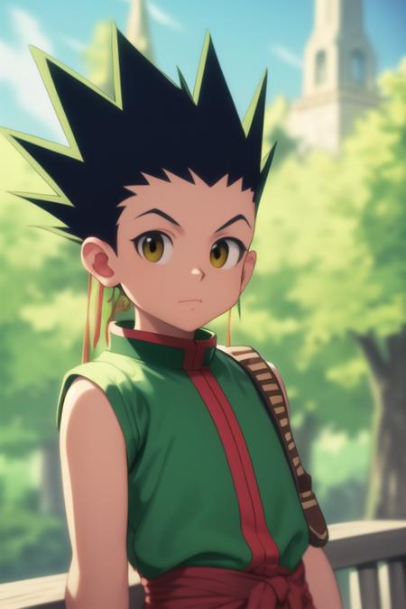 gon_freecss green hair spiked hair yellow eyes