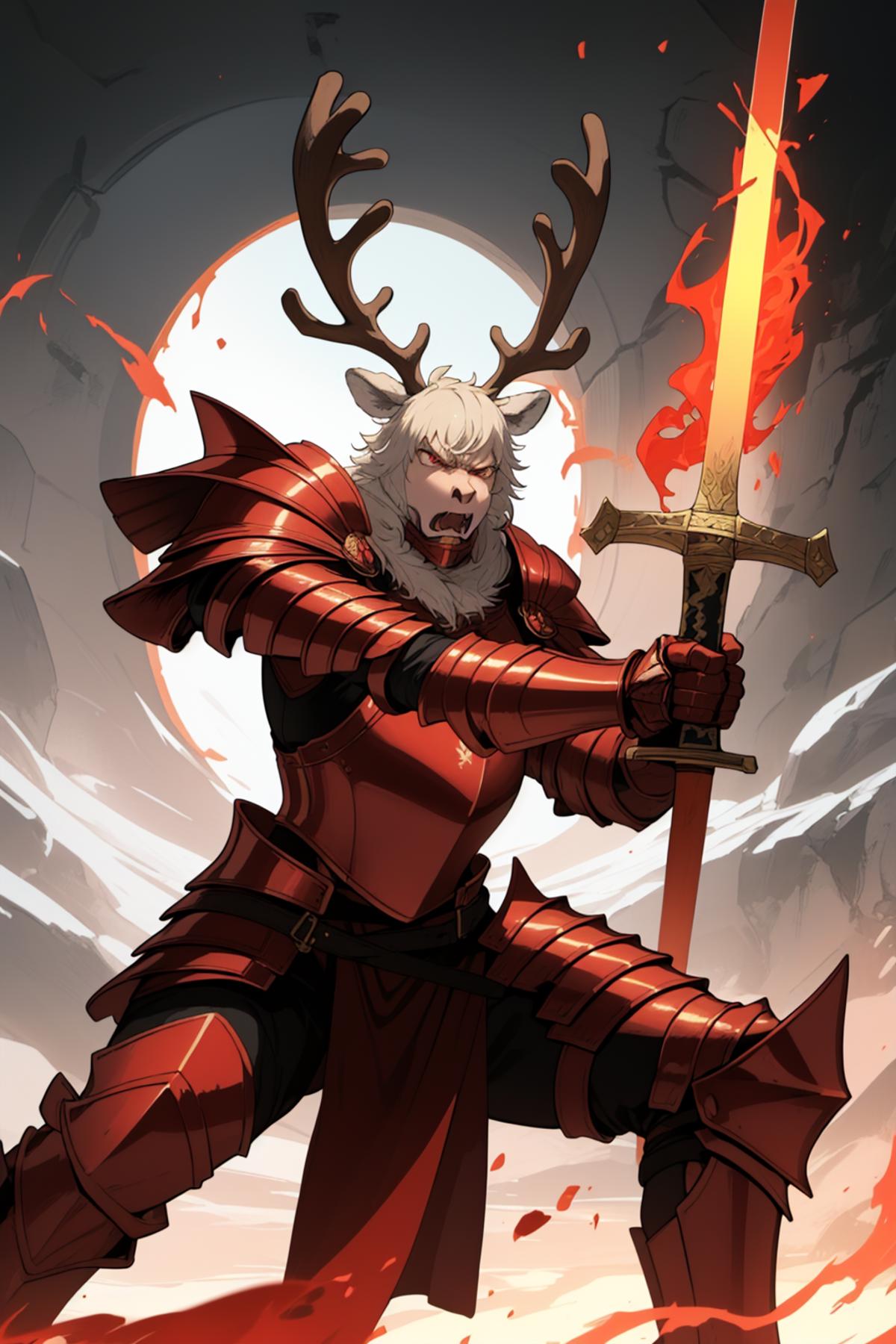 Red Reindeer Knight (OC) LoRA image