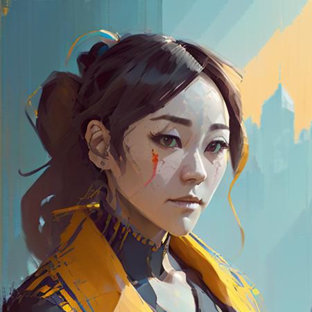 a colorful vibrant painting of a KARENFUKUHARA by craig mullins, 8k, highly detailed, (512PaintStyle2v12TEMP82:0.8)