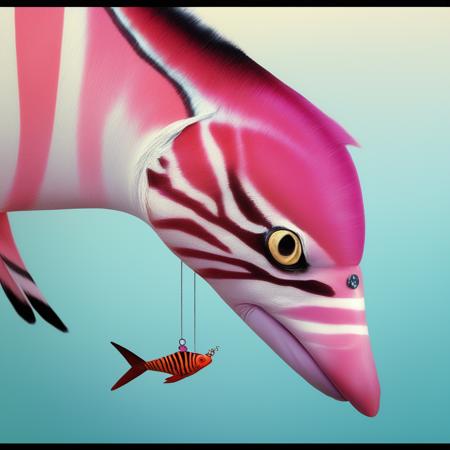 <lora:start:1> photo of a red herring with a pink tiger  sexy birds  inkey binky la lasto