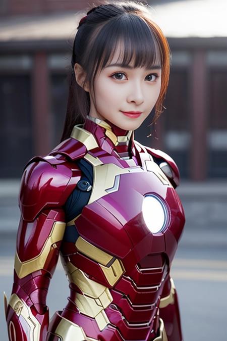 <lora:xiaodan:0.85>, Chinese theme, raw color photo, long shot, realistic, 1girl, a 21-years-old girl, in basement, ironman suit, best quality, detailed eyes, beautiful and symmetrical face, slim body, detailed hip, small breast,  serious expression,  photorealistic, lighting, nighttime, dynamic_color_range