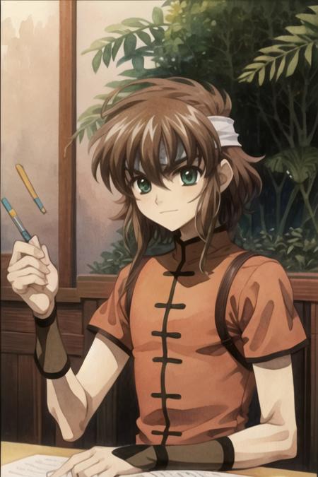 ryuu-ou_tsubasa_chronicle brown hair green eyes