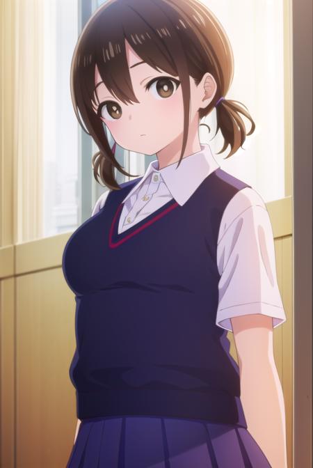 honokahara, <lora:honoka hara s1-lora-nochekaiser:1>,
honoka hara, short hair, brown hair, hair between eyes, twintails, (brown eyes:1.5), low twintails, short twintails,
BREAK skirt, shirt, school uniform, white shirt, short sleeves, pleated skirt, collared shirt, blue skirt, sweater vest, plump,
BREAK indoors, classroom,
BREAK looking at viewer, (cowboy shot:1.5),
BREAK <lyco:GoodHands-beta2:1>, (masterpiece:1.2), best quality, high resolution, unity 8k wallpaper, (illustration:0.8), (beautiful detailed eyes:1.6), extremely detailed face, perfect lighting, extremely detailed CG, (perfect hands, perfect anatomy),