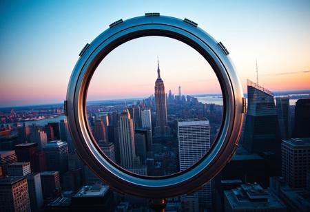 Spaceport, city view, new york, city skyline, retro,