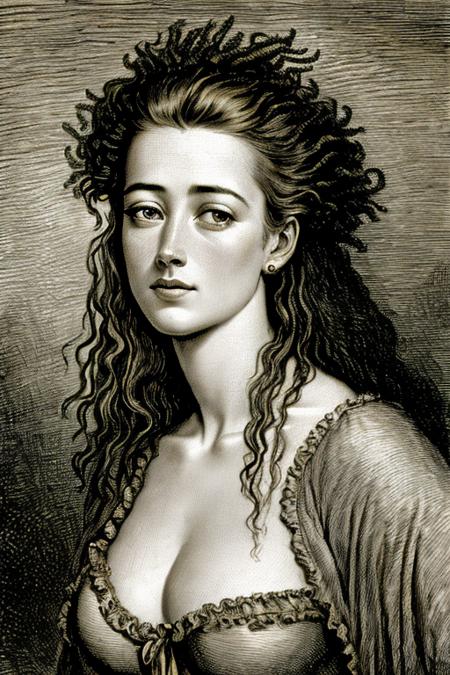 gustavedore  realistic illustration portrait  of  a amber heard,  ,detailed, realistic, intricate, <lora:gustavedore:0.9>