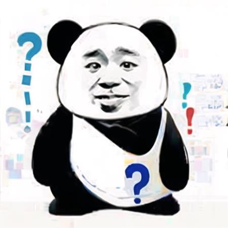 panda,  white background, Doubts, with question marksï¼<lora:panda_emoji1.5v1:1>