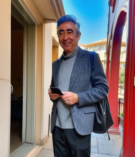 (standing:1.5) , photograph, ground level shot of a Balanced sener_sen, Asian hairstyle, Pins, Iphone X, Circular polarizer, Hypersaturated,  <lora:sener_sen-000007:0.9>