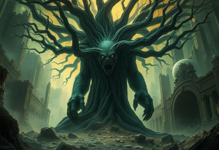 BEHOLD moblin, A universe inside a universe within mysteriously unknowable known in an unfathomable realm of fantastic creation inhabited by ancient shadows of a forgotten time beyond the gate of the gateless gate where life is limitless, light is shadow and shadow is light, eerie sense, horror, spark of the beginning, existence and nonexistence at once, ethereal, behold the end of the beginning, inglorious glory to the dark one, betrayal of the ancient order, beware 7headed beast, destroyer of old ways, bearer of unbearable, nightmarish, archaic runes, tree aging backwards, breath of gods, ruins of a place unimagined, extreme intricate detail, photorealistic, beyond epic scene, fate discarded, unseeable face of god, the end is the beginning, the beginning is the end, man arises as god dies, as above so below, as below so above, emerald tablet, thoth, guardian and saboteur of existence, hopeless hope, ghosts of the unborn, conception of the inconceivable, cosmic well of imperceptible perception, evil aura, infinite emptiness, pillars of void, overwhelming subtlety, abstract sacred geometry, beams of readiness without intention, gift of doom, despair of the ages, hidden secret warnings from dead gods, carved by the conductor of unholy loneliness of time incarnate, consumed by the night itself, beautiful tragedy of hellish discovery, unraveling mist of unreal reality, philosophers stone, proclaim the nameless name of collapsed eternity, infernal maleficium, flameless fire