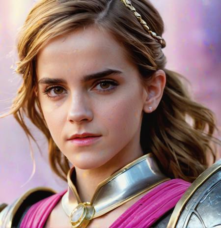 photo of emma watson, 1980s, beauty face, armor gold, hair pink, ((realism)), extremely high quality RAW photograph, ultra detailed photograph, sharp focus, high resolution, (detailed skin:1,3),high quality, film grain, Fujifilm XT3,Highly Detailed, movie, (Cinematic Photo:1.3) of (Realistic:1.3),(Disgusting:1.3) Photorealism, (Magical Photo:1.3) of (Realistic:1.3), Crystal Core, Bejeweled, ethereal, hyper detailed fantasy character, Dreamlike, Ethereal Fantasy, Realistic, Fiction, Full-HD, HD, 8K, Soft Lighting, Beautiful Lighting,Highly Detailed,Highly Detailed,(Photorealism:1.3)