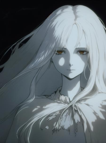 (pale girl wearing rags with long white hair close-up, dark eyes, looking at viewer) wandering in a decrepit gothic scenery at night <lora:Egg V - 2nd training:1>