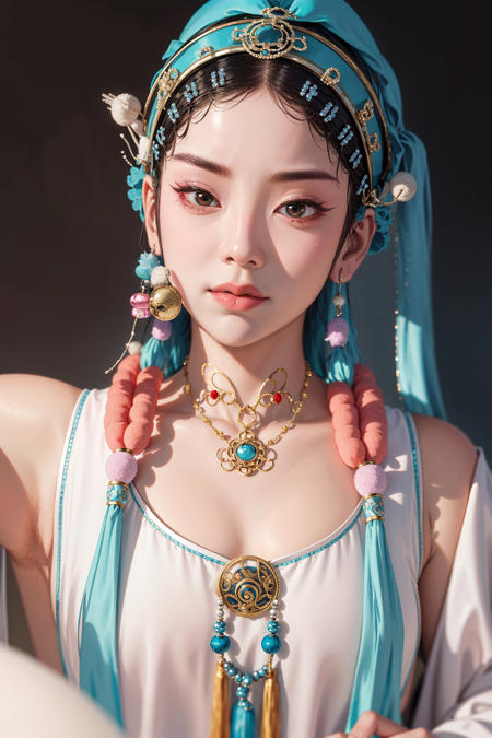 [jingju:999],photorealistic,realistic,solo,photorealistic,best quality,ultra high res,
bjomale, solo, 1man, male focus,facial hair, beads, mask, jewelry, looking at viewer, prayer beads, upper body,
, detailed Airbrush painting, (Female Oracle:1.3) , Raining, tilt shift, Hopeful, film grain, Nikon Z9, Fish-eye Lens, Fujicolor,  <lora:000_AiMeishi_bjomale_bjofemale:1>