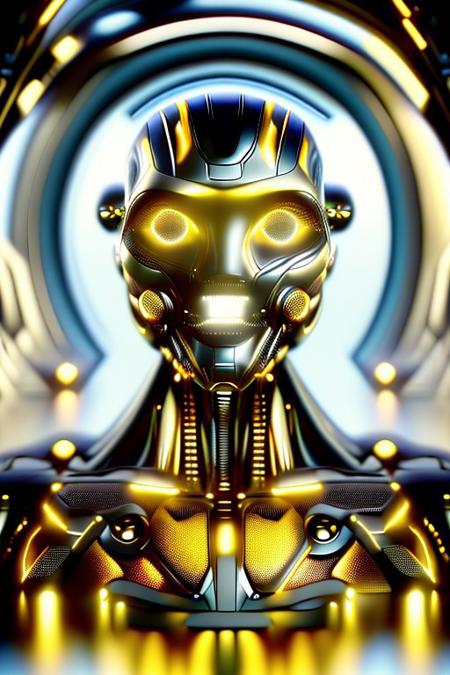 masterpiece, awesome quality, hyper detailed, ((DonMX3n0T3ch, futuristic, scifi, tech)), female robot,  <lora:DonMX3n0T3ch:1.5>