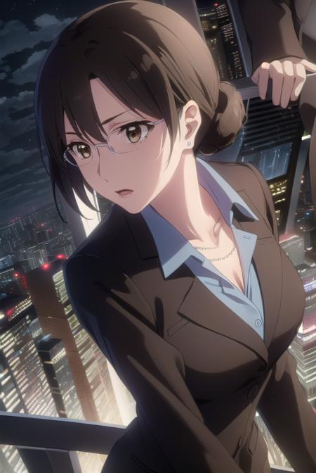 akikikuchihara, <lora:aki kikuchihara s1-lora-nochekaiser:1>,
aki kikuchihara, brown hair, (brown eyes:1.5), glasses, mature female,
BREAK jewelry, earrings, necklace, formal, suit, lipstick, office lady,
BREAK outdoor, city, night, sky, buildings, moon, clouds,
BREAK looking at viewer, (cowboy shot:1.5),
BREAK <lyco:GoodHands-beta2:1>, (masterpiece:1.2), best quality, high resolution, unity 8k wallpaper, (illustration:0.8), (beautiful detailed eyes:1.6), extremely detailed face, perfect lighting, extremely detailed CG, (perfect hands, perfect anatomy),