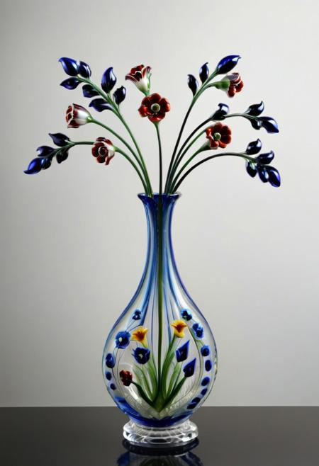 murano_glass_style,  livingroom, salon table, (vase with flowers murano_glass_style:2). (indoors:1.6).