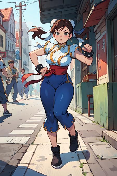 masterpiece,best quality,Chun-Li, full body,Street fighting,scenery,