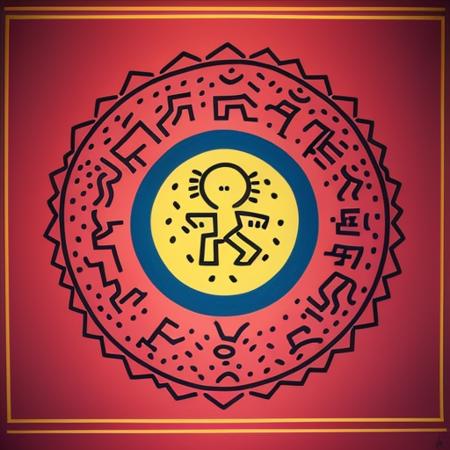 (Keith Haring),masterpiece,fantasy,
8k uhd,high quality,expressions,dreamlike,simple_background,striped_background,polka_dot,
