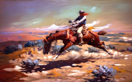 'American Old West' by russell charles marion in 1902, painting \(medium\), romanticism \(style\),