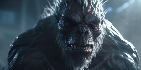 (sci-fi :1.5) monster, movie still, DOF, realistic, 8k detailed skin and hair, haze, halation, detailed, focus, fog, realism