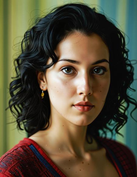 a close up  analogue photo of a beautiful age 21 Greek woman, ((dark eyes)), ((black hair)), olive skin, oval face, curly hair, <lora:Greek_contemporary_Goddess-000006:0.2>, greek goddess,RAW full body analogue photo of a beautiful 20 years old woman, Female Computer Scientist, 1980s: 1 woman, (intelligent gaze) with [analytical mind], short styled hair, wearing a (casual) jeans with [geeky] accessories, and a concentrated expression, inspired by the works of (Takashi Murakami) and Yayoi Kusama, with (bright colors) and (graphic patterns), characterized by (flat composition) and pixelated textures, (playful atmosphere) and sense of discovery. ,photo Fantasy art combining the styles of Boris Vellejo and Luis Royo,Photorealistic, real photo, god rays, 1girl,,,((soft natural light)), ((rembrant light)), shadows, clear focus, high resolution image, high quality, film grain, Fujifilm XT3, 8k uhd, dslr, film grain, kodak tri-x 400 film, grain photo DOF, faint lighting, dynamic angle, cinematic, Depth of field, bokeh, best quality, cinematic, light particles, highly_detailed, very_aesthetic, golden hour, beautiful_and_aesthetic ,Sexy pose, erotic pose, exhibitionism, ,tropical paradise on an extraterrestrial planet