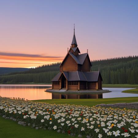pony, Norwegian stave church V1