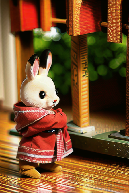 sylvanianfamilies, rabbit, cute, wearing red robe, <lora:sylvanianfamilies-768x768-mix-ReVAnimated:0.5>