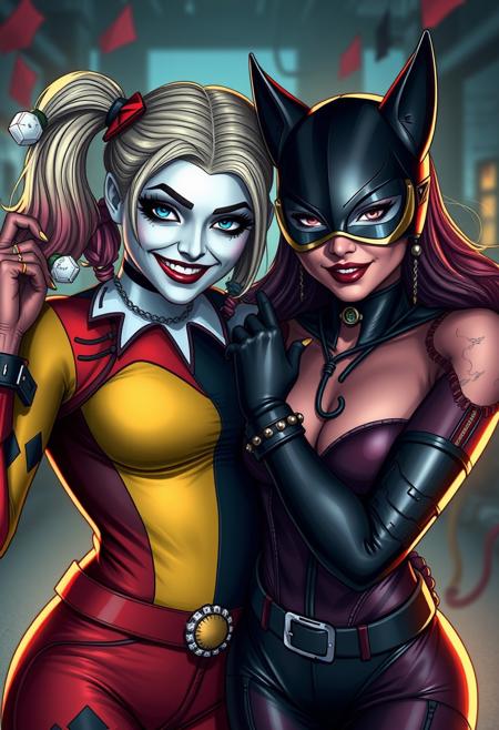score_9, score_8_up, score_7_up, 4K, UHD
Intricate Details, Amazing Quality, 
Harley Quinn, Catwoman, best friends, sexy