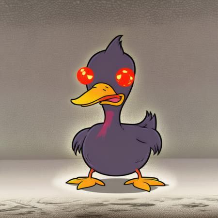 courage_monster, an duck with glowing red eyes, simple cartoon style