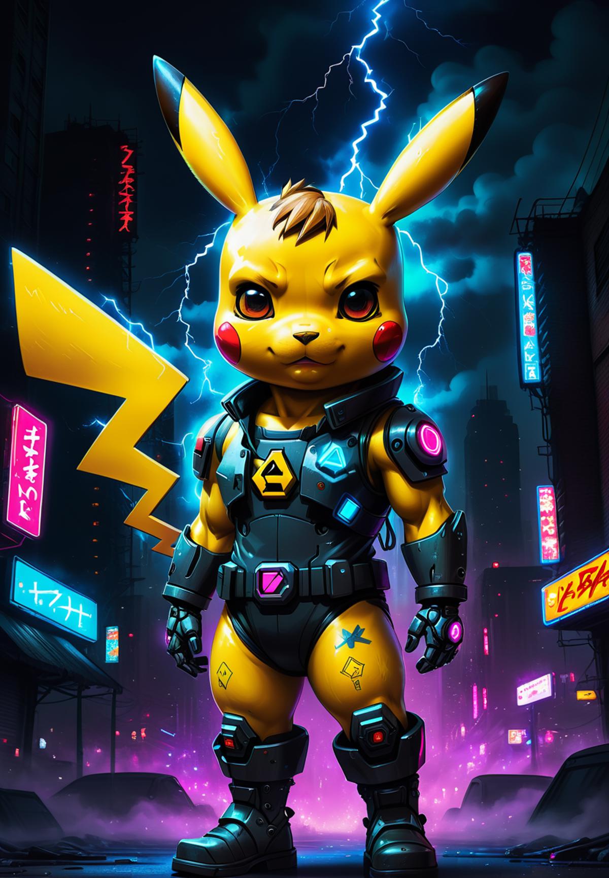 A Pikachu Action Figure in a Black Suit and Gloves.