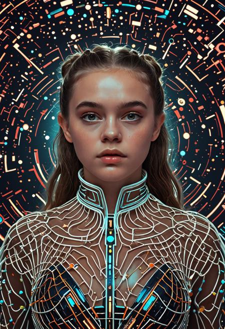 Abstract style <lora:Beeple_retrofuturism-000005:1>,Beeple style,retrofuturism,<lora:Alice Prin OC-000005:1>,Alice Prin,1girl, . Non-representational, colors and shapes, expression of feelings, imaginative, highly detailed