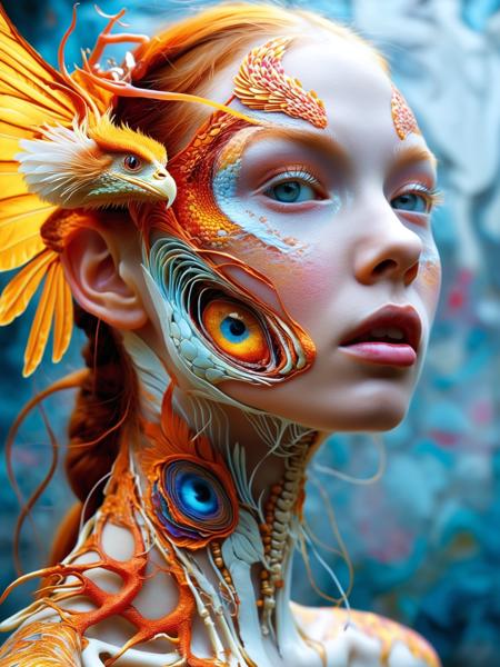 photo of Hyperrealistic art Wonderful, intricate, (colorful), (a superb Art Brut Decollage art, Lycanthropic Phoenix), ethereal neural network organism, divine cyborg dragon:2 girl:1.3, ginger:0.5 biomorph, glass skeleton, skinless:3, anatomical face, biomechanical details, (white and iridescent colors:1.1) bright colors, alchemist, alt_style, cinematic, 35mm film, 35mm photography, film, photo realism, DSLR, 8k uhd, hdr, ultra-detailed, high quality, high contrast,
<lora:xl_more_art-full_v1:1> <lora:MJ52:0.8>