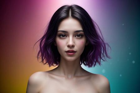 masterpiece, best quality, vivid colours, neumorphism, glassmorphism, highly detailed, moment of impact, a sexy woman with colourful liquid splashing onto her face and flowing hair, hypnotising eyes, tight t-shirt, gleeful delight, exploding spring background, dramatic lighting